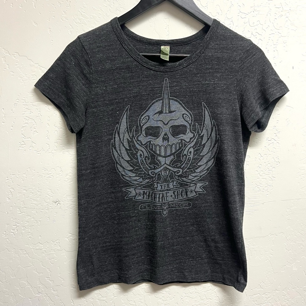 Alternative Apparel Graphic Screen Tee Shirt Skull Machine Shop Size M